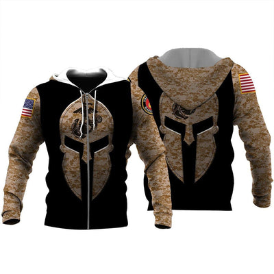 BigProStore USMC Hoodie Mens Womens All Over Print US Marine Corps Shirt Pullover Hooded Sweatshirt BPS660 3D Printed Zipped Hoodie / S 3D Printed Shirt