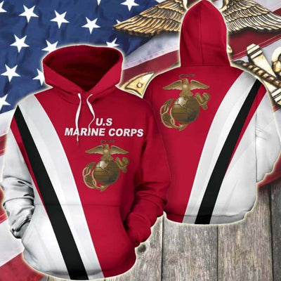BigProStore USMC Hoodie Mens Womens All Over Print US Marine Corps Shirt Pullover Hooded Sweatshirt BPS805 3D Printed Hoodie / S 3D Printed Shirt