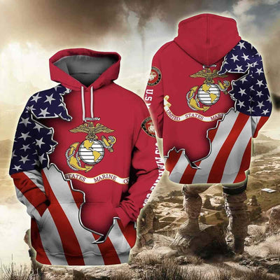 BigProStore USMC Hoodie Mens Womens All Over Print US Marine Corps Shirt Pullover Hooded Sweatshirt BPS893 3D Printed Hoodie / S 3D Printed Shirt