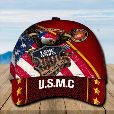 BigProStore US Marines Baseball Cap USMC Hat USMC Veteran All Gave Some Some Gave All Eagle US Flag Marine Corps Veteran Hat BPS435 Baseball Cap