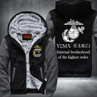 BigProStore USMC Veteran Fleece Hoodie Fraternal Brotherhood Of The Highest Order USMC Veteran Shirts BPS142 Gray / S Fleece Hoodie