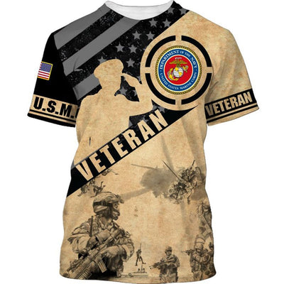 BigProStore U.S.M.C Veteran Apparel Usmc Veteran Usa Army Hoodie - Sweatshirt - Tshirt - Zip Hoodie T-shirt / S
