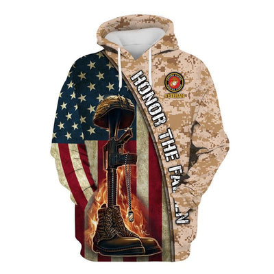 BigProStore United States Marine Corps Apparel Usmc Honor The Fallen Usa Army Hoodie - Sweatshirt - Tshirt - Zip Hoodie Hoodie / S