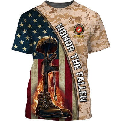 BigProStore United States Marine Corps Apparel Usmc Honor The Fallen Usa Army Hoodie - Sweatshirt - Tshirt - Zip Hoodie T-shirt / S