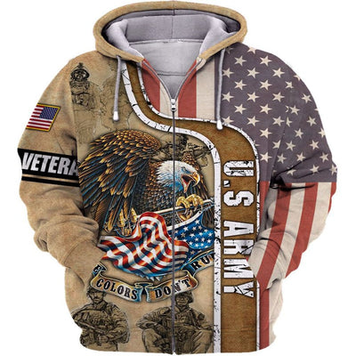 BigProStore Us Army Clothing Us Veteran These Colors Do Not Run USA Army Hoodie - Sweatshirt - Tshirt - Zip Hoodie Zip Hoodie / S