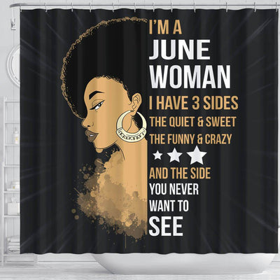 BigProStore Unique Afro Girl I'm A June Woman African American Art Shower Curtains Afrocentric Bathroom Accessories BPS024 Shower Curtain