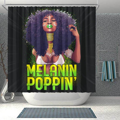 BigProStore Unique Afro Girl Melanin Poppin' African American Shower Curtain African Style Designs BPS028 Shower Curtain