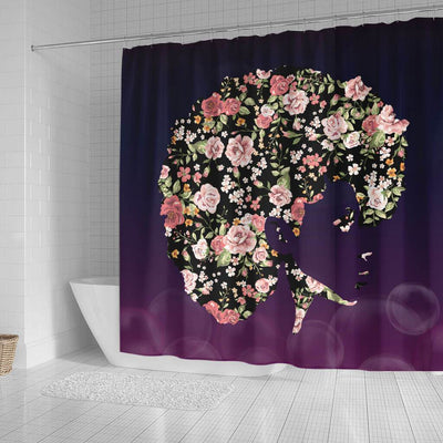 BigProStore Unique Flower Beautiful Black Girl Shower Curtains African American Afro Bathroom Decor BPS119 Small (165x180cm | 65x72in) Shower Curtain