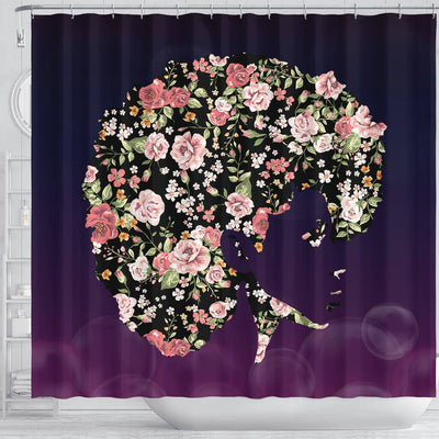 BigProStore Unique Flower Beautiful Black Girl Shower Curtains African American Afro Bathroom Decor BPS119 Shower Curtain