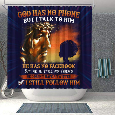 BigProStore Unique God Has No Phone But I Talk To Him Natural Girl Afrocentric Shower Curtains Afro Bathroom Accessories BPS124 Shower Curtain