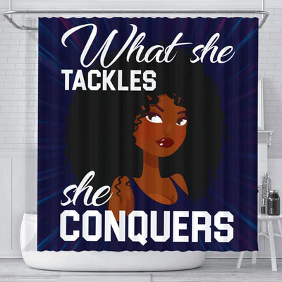BigProStore Unique What She Tackles She Conquers Afro Girl African American Inspired Shower Curtains Afro Bathroom Decor BPS235 Small (165x180cm | 65x72in) Shower Curtain