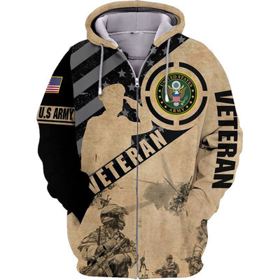 BigProStore Us Army Clothing United States Army Veteran USA Army Hoodie - Sweatshirt - Tshirt - Zip Hoodie Zip Hoodie / S