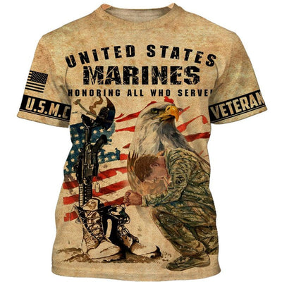 BigProStore U.S.M.C Veteran Apparel United States Marines Honoring All Usa Army Hoodie - Sweatshirt - Tshirt - Zip Hoodie T-shirt / S