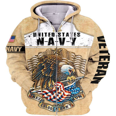 BigProStore US NAVY Military Clothing United States Navy These Color Don_T Run USA Army Hoodie - Sweatshirt - Tshirt - Zip Hoodie Zip Hoodie / S