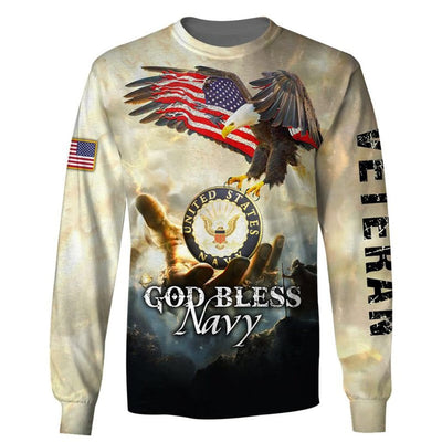 BigProStore Men'S Navy Apparel & Gifts United States Navy God Bless Navy USA Army Hoodie - Sweatshirt - Tshirt - Zip Hoodie Sweatshirt / S