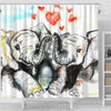 BigProStore Elephant Shower Curtain Valentines Fantasy Fabric Bath Bathroom Sets Shower Curtain / Small (165x180cm | 65x72in) Shower Curtain