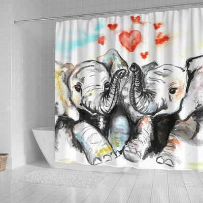 BigProStore Elephant Shower Curtain Valentines Fantasy Fabric Bath Bathroom Sets Shower Curtain
