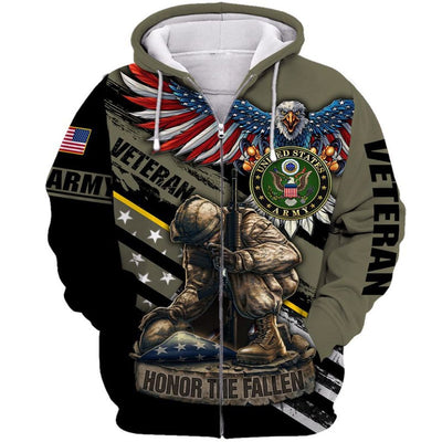 BigProStore U.S.Army Veteran Apparel Veteran Honor The Fallen USA Army Hoodie - Sweatshirt - Tshirt - Zip Hoodie Zip Hoodie / S