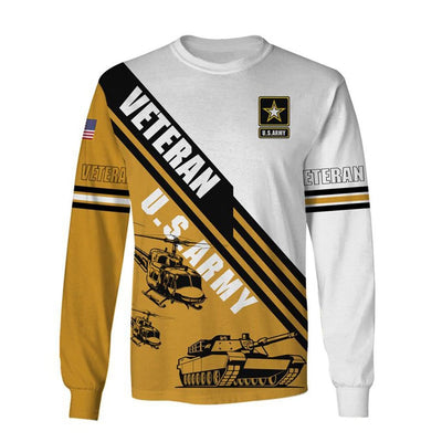 BigProStore Us Military Clothing Veteran U.S.Army White Yellow USA Army Hoodie - Sweatshirt - Tshirt - Zip Hoodie Sweatshirt / S