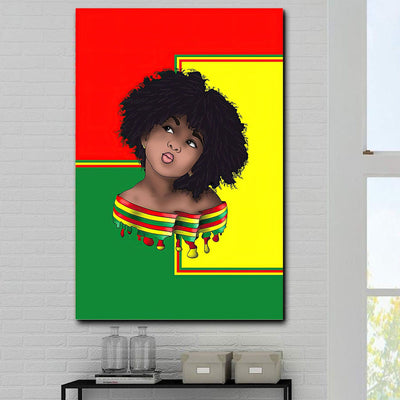 BigProStore Vintage Africa Posters Melanin Chibi Girl African Art Decor 12" x 18" Poster