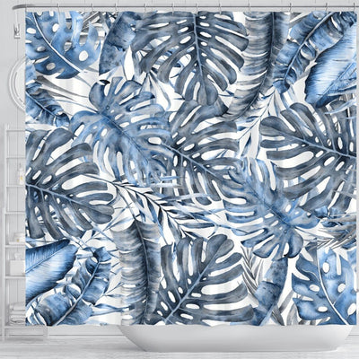 BigProStore Shower Curtain Decor Vintage Blue Tropical Palm Leaves Summer Island Shower Curtain Bathroom Wall Decor Ideas Hawaii Shower Curtain / Small (165x180cm | 65x72in) Hawaii Shower Curtain