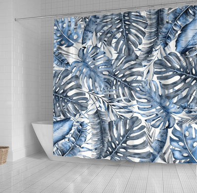 BigProStore Shower Curtain Decor Vintage Blue Tropical Palm Leaves Summer Island Shower Curtain Bathroom Wall Decor Ideas Hawaii Shower Curtain