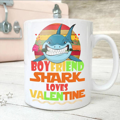 BigProStore Vintage Boyfriend Shark Doo Doo Doo Coffee Mug Retro Shark And Rose Womens Custom Father's Day Mother's Day Gift Idea BPS163 White / 11oz Coffee Mug