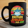 BigProStore Vintage Brother Shark Doo Doo Doo Coffee Mug Retro Shark And Rose Mens Custom Father's Day Mother's Day Gift Idea BPS181 Black / 11oz Coffee Mug