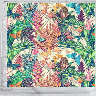 BigProStore Hawaii Bathroom Curtain Vintage Colorful Tropical Botanical Floral And But Shower Curtain Bathroom Decor Hawaii Shower Curtain / Small (165x180cm | 65x72in) Hawaii Shower Curtain