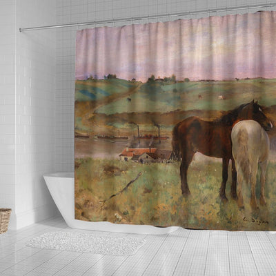 BigProStore Strong Animal Shower Curtain Amazing Vintage Edgar Degas Horses In A Meadow Shower Curtain Bathroom Decor Horse Shower Curtain / Small (165x180cm | 65x72in) Horse Shower Curtain