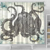 BigProStore Kraken Art Shower Curtain Vintage Giant Squid Octopus On Watercolor Shower Curtain Fantasy Fabric Bath Bathroom Sets Shower Curtain / Small (165x180cm | 65x72in) Shower Curtain