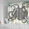 BigProStore Kraken Art Shower Curtain Vintage Giant Squid Octopus On Watercolor Shower Curtain Fantasy Fabric Bath Bathroom Sets Shower Curtain