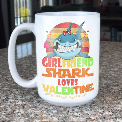 BigProStore Vintage Girlfriend Shark Doo Doo Doo Coffee Mug Retro Shark And Rose Womens Custom Father's Day Mother's Day Gift Idea BPS722 White / 15oz Coffee Mug