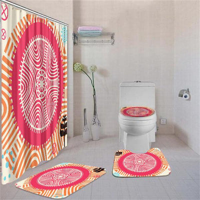 BigProStore Vintage Natural Hair Seamless Pattern Bathroom Shower Curtain Set 4pcs Trendy African Bathroom Accessories BPS3365 Standard (180x180cm | 72x72in) Bathroom Sets