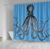 BigProStore Kraken Bathroom Curtain Vintage Octopus In Duo Blue Tones Shower Curtain Home Bath Decor Kraken Shower Curtain