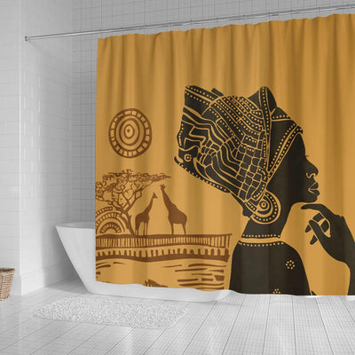 BigProStore Vintage Retro African Black Woman Natural Shower Curtain Afro Girl Bathroom Accessories L1 (180x180cm | 72x72in )