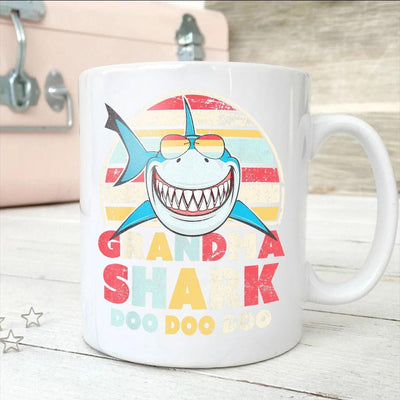 BigProStore Vintage Retro Grandma Shark Doo Doo Doo Coffee Mug Womens Custom Father's Day Mother's Day Gift Idea BPS135 White / 11oz Coffee Mug