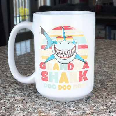 BigProStore Vintage Retro Grandma Shark Doo Doo Doo Coffee Mug Womens Custom Father's Day Mother's Day Gift Idea BPS135 White / 15oz Coffee Mug