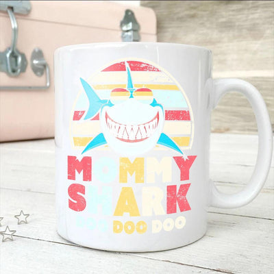 BigProStore Vintage Retro Mommy Shark Doo Doo Doo Coffee Mug Womens Custom Father's Day Mother's Day Gift Idea BPS305 White / 11oz Coffee Mug