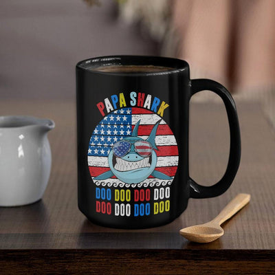 BigProStore Vintage Retro Papa Shark Doo Doo Doo Coffee Mug Mens Custom Father's Day Mother's Day Gift Idea BPS125 Black / 15oz Coffee Mug