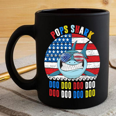 BigProStore Vintage Retro Pops Shark Doo Doo Doo Coffee Mug Mens Custom Father's Day Mother's Day Gift Idea BPS638 Black / 11oz Coffee Mug