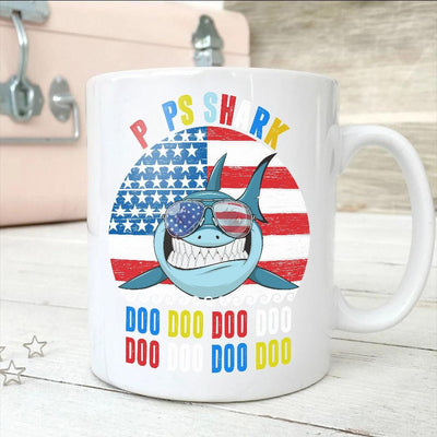 BigProStore Vintage Retro Pops Shark Doo Doo Doo Coffee Mug Mens Custom Father's Day Mother's Day Gift Idea BPS638 White / 11oz Coffee Mug