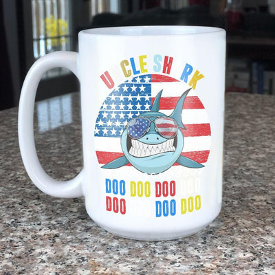 BigProStore Vintage Retro Uncle Shark Doo Doo Doo Coffee Mug Mens Custom Father's Day Mother's Day Gift Idea BPS153 White / 15oz Coffee Mug