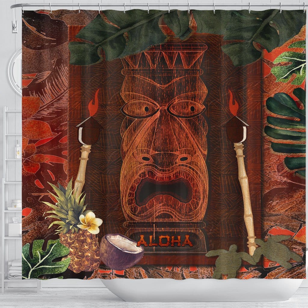 Hawaii Shower Curtain Decor Vintage Tiki Aloha Hawaiian Rustic Tropica –  BigProStore