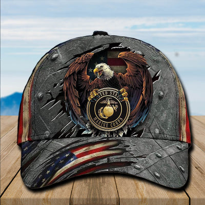 BigProStore US Marines Baseball Cap USMC Hat Vintage US Flag Eagle Holding USMC Logo USMC Veteran Hat BPS577 Baseball Cap