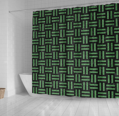 BigProStore Herringbone Shower Curtain Decor Woven Black Marble Amp Green Denim Shower Curtain Bathroom Curtains Herringbone Shower Curtain / Small (165x180cm | 65x72in) Herringbone Shower Curtain