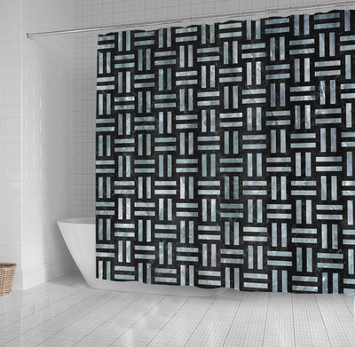 BigProStore Herringbone Shower Curtain Decor Woven Black Marble Amp Ice Crystals Shower Curtain Small Bathroom Decor Ideas Herringbone Shower Curtain / Small (165x180cm | 65x72in) Herringbone Shower Curtain