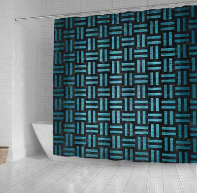BigProStore Herringbone Bathroom Curtain Woven Black Marble Amp Teal Brushed Shower Curtain Bathroom Curtains Herringbone Shower Curtain / Small (165x180cm | 65x72in) Herringbone Shower Curtain
