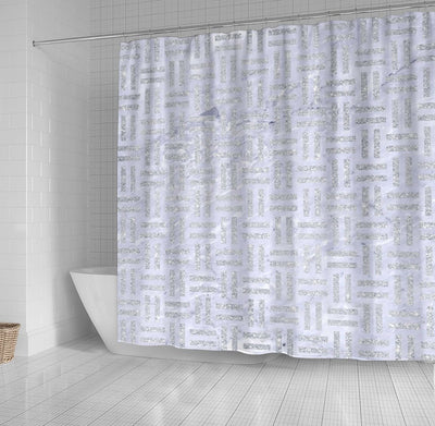 BigProStore Shower Curtain Decor Woven White Marble Amp Silver Glitte Shower Curtain Bathroom Decor Herringbone Shower Curtain / Small (165x180cm | 65x72in) Herringbone Shower Curtain