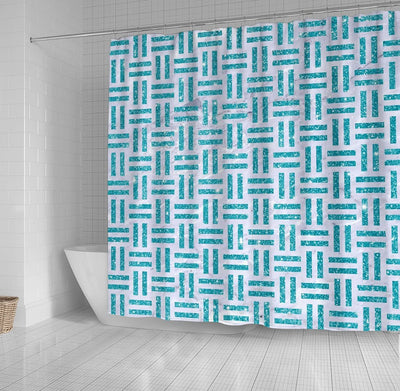 BigProStore Herringbone Bathroom Curtain Woven White Marble Amp Turquoise Gli Shower Curtain Bathroom Decor Herringbone Shower Curtain / Small (165x180cm | 65x72in) Herringbone Shower Curtain